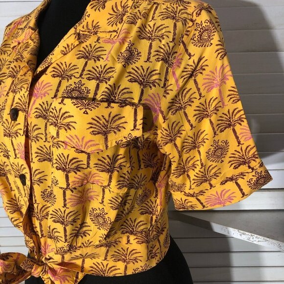 Urban Outfitters Hawaiian Crop Top Tropical Palm Print Small - Picture 8 of 12